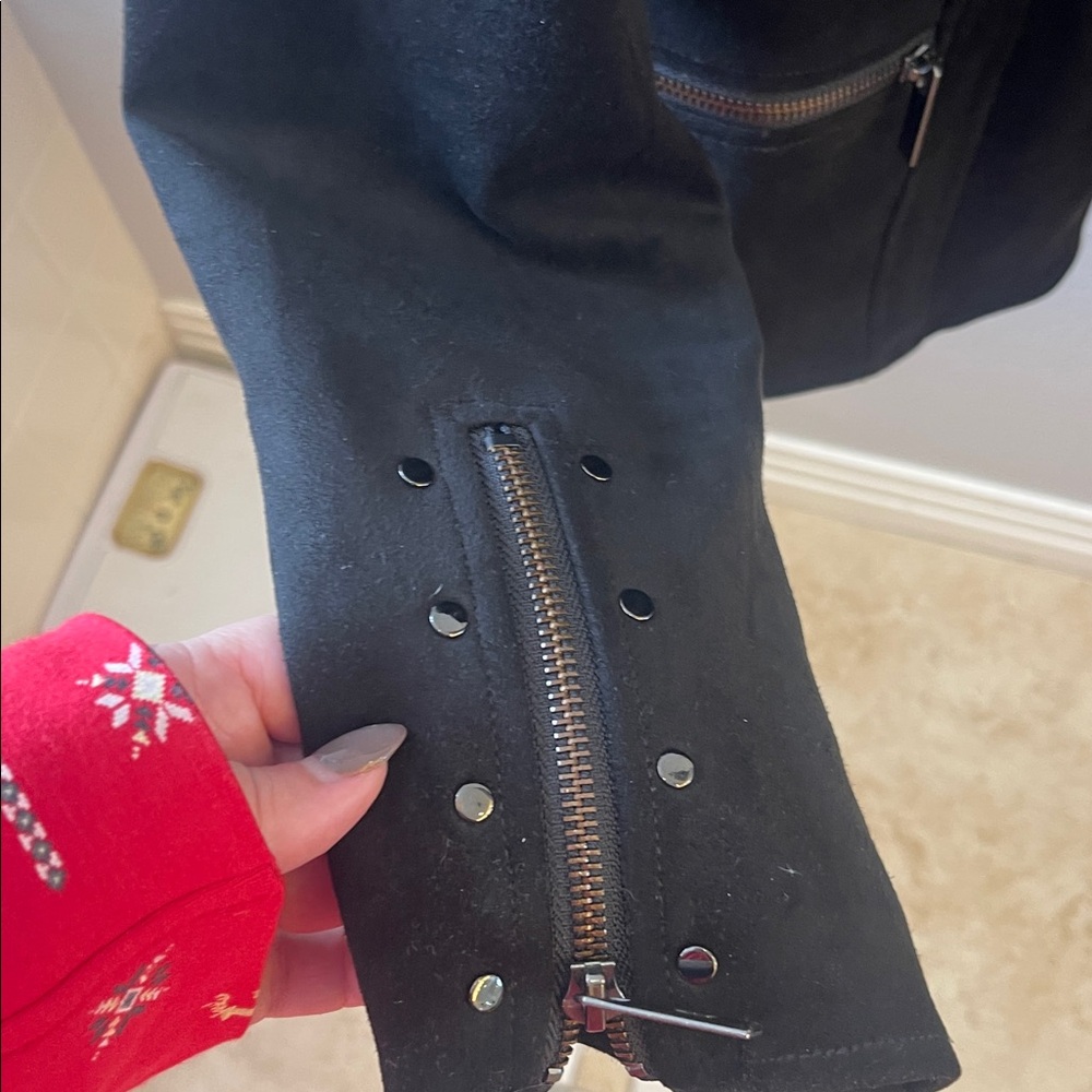 Black faux suede Kut Moto Jacket - Picture 4 of 5